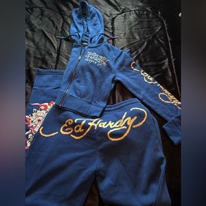 Original blue Ed hardey tracksuit set, size medium